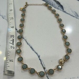 EUC Charming Charllie’s Gold and Green Necklace Never Worn 14 length
